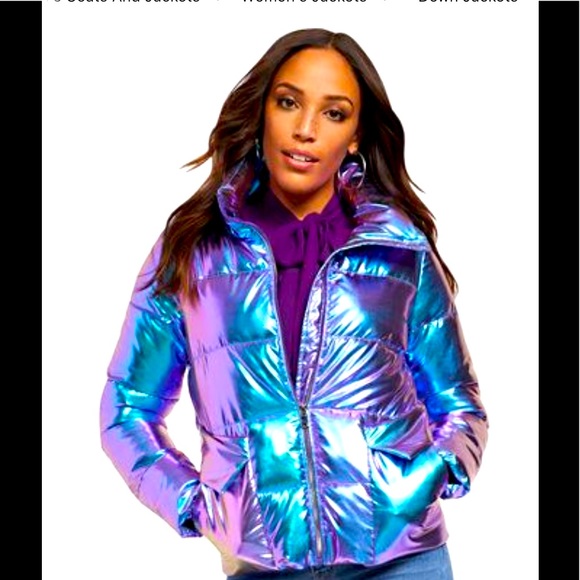 Purple Iridescent Puffer Jacket Size 